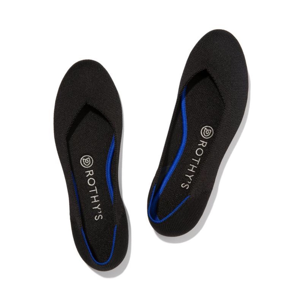 Rothy’s “The Flat” black round toe w/v shape vamp